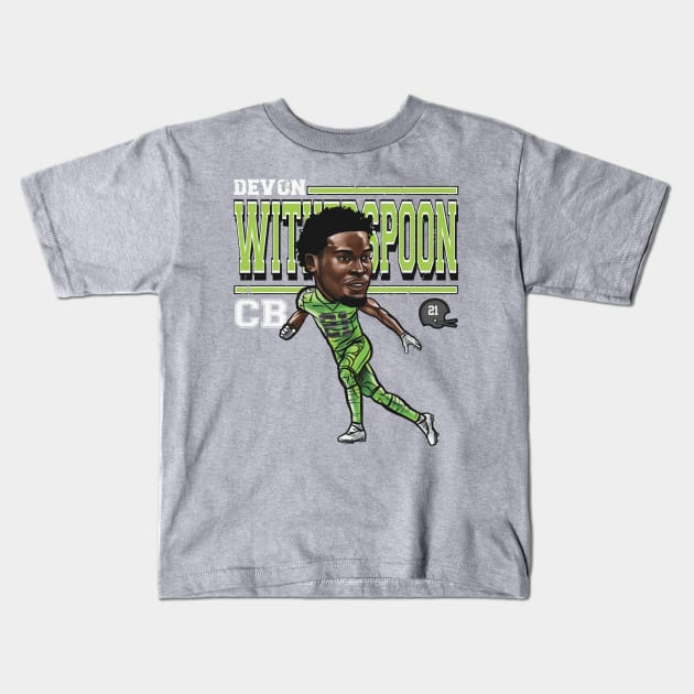 Devon Witherspoon Seattle Cartoon Kids T-Shirt by danlintonpro